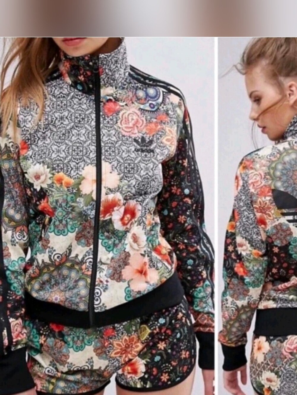Adidas Originals Farm Rio Jardim AghartaTrack Jacket & Shorts Floral Set - Large - Picture 4 of 7
